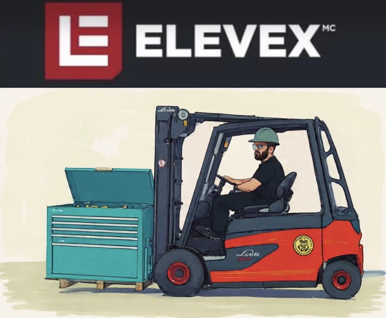 Croquis de chariot élévateur et outil